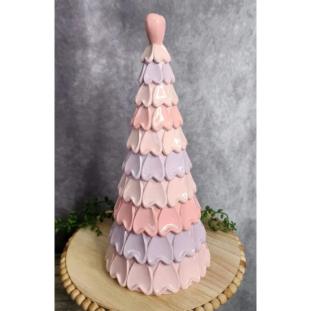 Valentines Day Pink Purple Hearts Decorative Tree‎ Resin 12